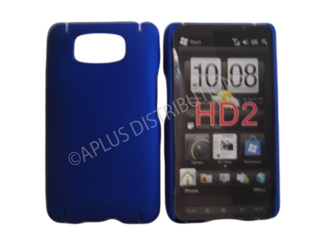 New Blue Solid Color Hard Rubberized Case Cover For HTC HD 2