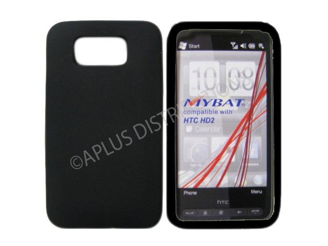 New Black Solid Color Silicone Skin Case For HTC HD2
