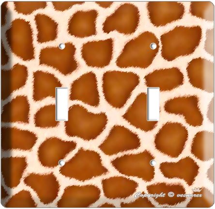 GIRAFFE ANIMAL SKIN PRINTS KIDS ROOM DECOR DOUBLE LIGHT SWITCH PLATE