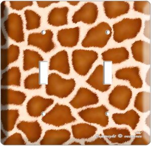 GIRAFFE ANIMAL SKIN PRINTS KIDS ROOM DECOR DOUBLE LIGHT SWITCH PLATE