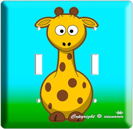 CUTE GIRAFFE KIDS ROOM DECOR DOUBLE LIGHT SWITCH PLATE
