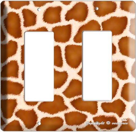 GIRAFFE ANIMAL SKIN PRINTS KIDS ROOM DECO ROCKER DOUBLE LIGHT SWITCH PLATE
