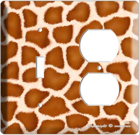GIRAFFE SKIN ANIMAL PRINTS KIDS ROOM DOUBLE LIGHT SWITCH AND OUTLET COMBO PLATE