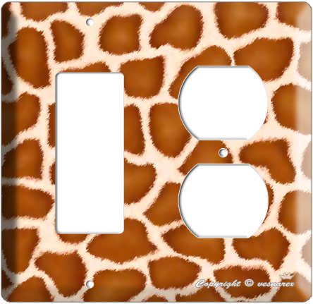 GIRAFFE SKIN ANIMAL PRINTS KIDS ROOM DECO ROCKER LIGHT SWITCH AND OUTLET COMBO PLATE