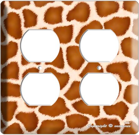 GIRAFFE SKIN ANIMAL PRINTS KIDS ROOM ELECTRICAL 4 HOLE OUTLET WALL PLATE