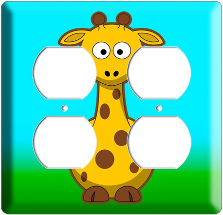CUTE GIRAFFE KIDS ROOM DECOR ELECTRICAL 4 HOLE OUTLET WALL PLATE COVER