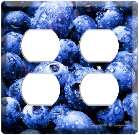 YAMMIE BLUEBERRY KITCHEN DECOR 4 HOLE OUTLET WALL PLATE COVER