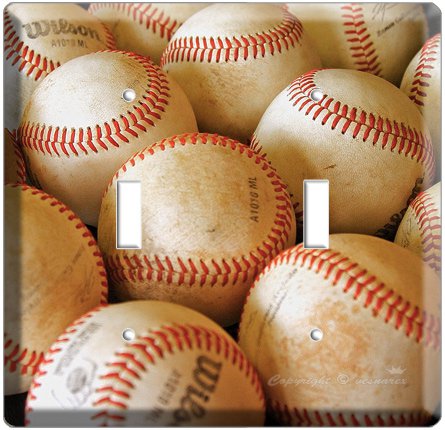 NEW BASEBALL PLAYED OLD BALLS MLB DOUBLE SWITCH COVER WALL PLATE COVER