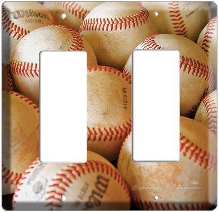 NEW BASEBALL PLAYED OLD BALLS MLB DOUBLE GFI SWITCH COVER WALL PLATE COVER