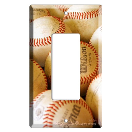 NEW BASEBALL PLAYED OLD BALLS MLB SINGLE GFI SWITCH OR OUTLET COVER WALL PLATE COVER
