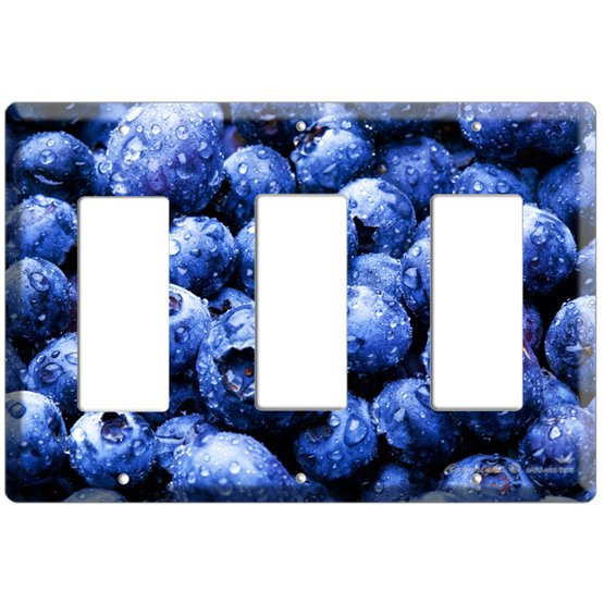 YAMMIE BLUEBERRY KITCHEN DECOR COVER PLATE DECORA ROCKER TRIPLE LIGHT WALL SWITCH PLATE