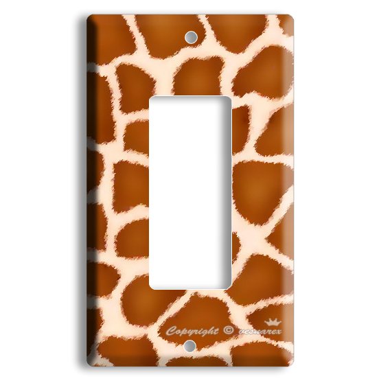 GIRAFFE ANIMAL SKIN PRINTS KIDS ROOM GFI DECORA ROCKER SINGLE LIGHT SWITCH/OUTLET WALL PLATE COVER