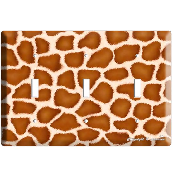 GIRAFFE ANIMAL SKIN PRINTS KIDS ROOM DECOR TRIPLE LIGHT SWITCH PLATE
