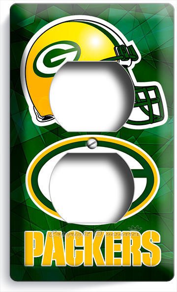 GREEN BAY PACKERS FOOTBALL TEAM LOGO DUPLEX OUTLET WALL PLATE BOYS ROOM MAN CAVE