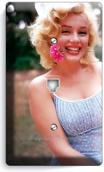 MARILYN MONROE SMILING FLOWER TELEPHONE PHONE JACK WALL PLATE COVER DECORATION