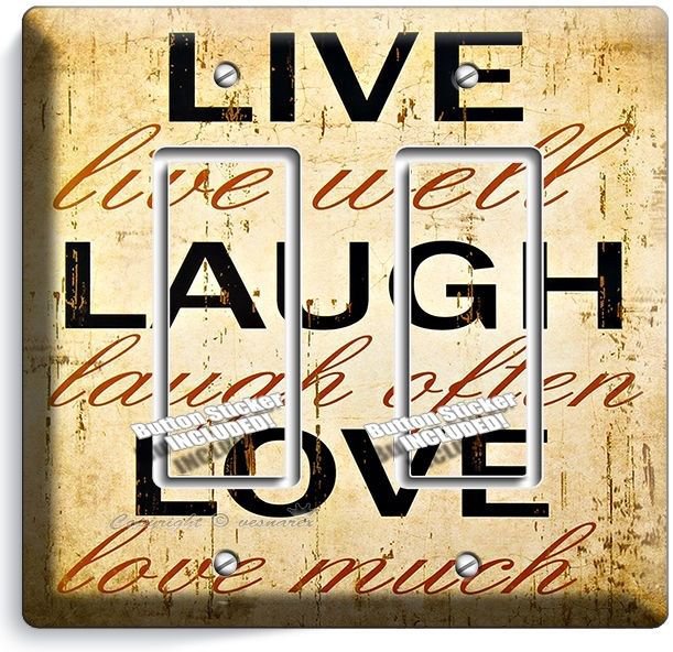 LIVE LAUGH LOVE RUSTIC COUNTRY DOUBLE GFI LIGHT SWITCH WALL PLATE BEDROOM LIVING