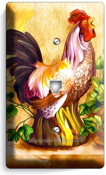 COUNTRY FARM ROOSTER RUSTIC PHONE TELEPHONE WALL PLATE COVER KITCHEN ROOM DECOR