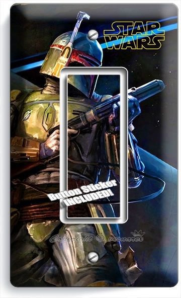 STAR WARS BOBA FETT GALAXY BOUNTY HUNTER SINGLE GFCI LIGHT SWITCH WALL PLATE ART