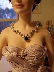 Victorian Blue Pearl Doll Necklace