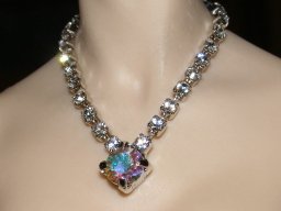 V necklace with AB crystal centerpiece