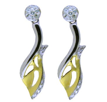 silver earring 18k gold plated with natural white Topaz