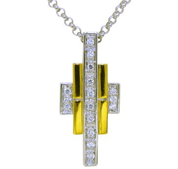 silver pendant 18k gold plated with natural white Topaz