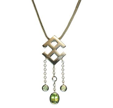 silver Pendant 18k gold plated with Natural Peridots