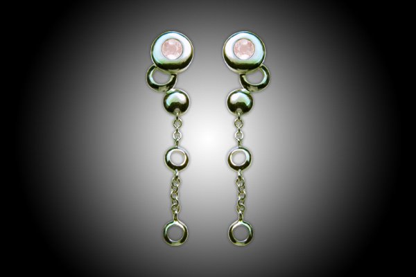 Talisman Earrings in silver 18k gold plated with pink Quartz