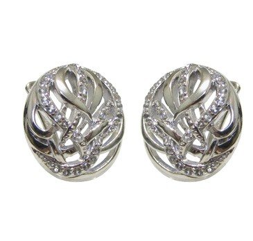 Silver earring 18k gold plated with white Topaz