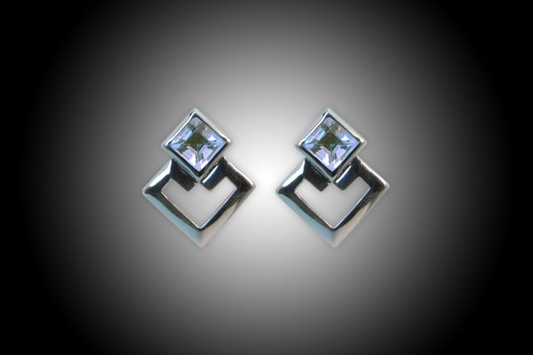 silver earring 18k gold plated with natural Blue Topaz
