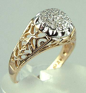 Super Sparkly Diamond Cluster 14k Gold Estate Ring