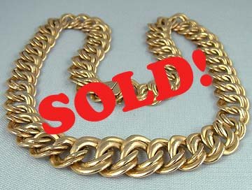 Luxurious 14K Gold Curb Link Estate Necklace 17" Italy