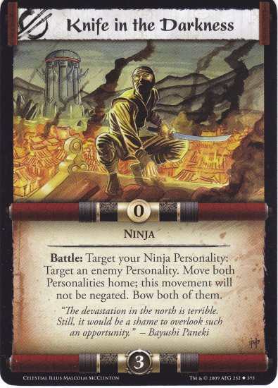 Knife in the Darkness (L5R) - Near Mint