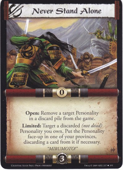 Never Stand Alone (L5R) - Near Mint