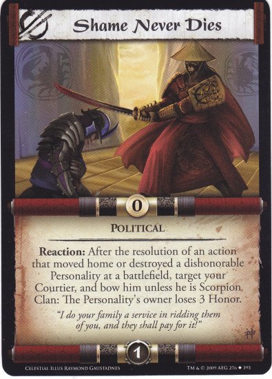Shame Never Dies (L5R) - Near Mint