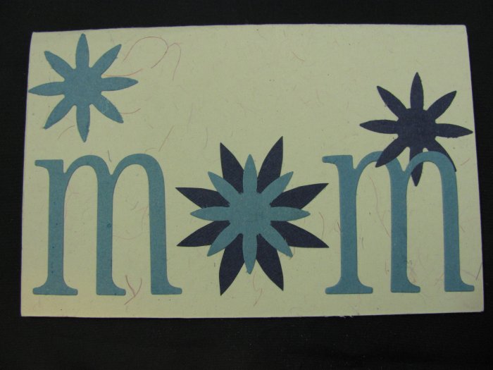 (MOM 04) "Mom", Blue Mother's Day Handmade Greeting Card