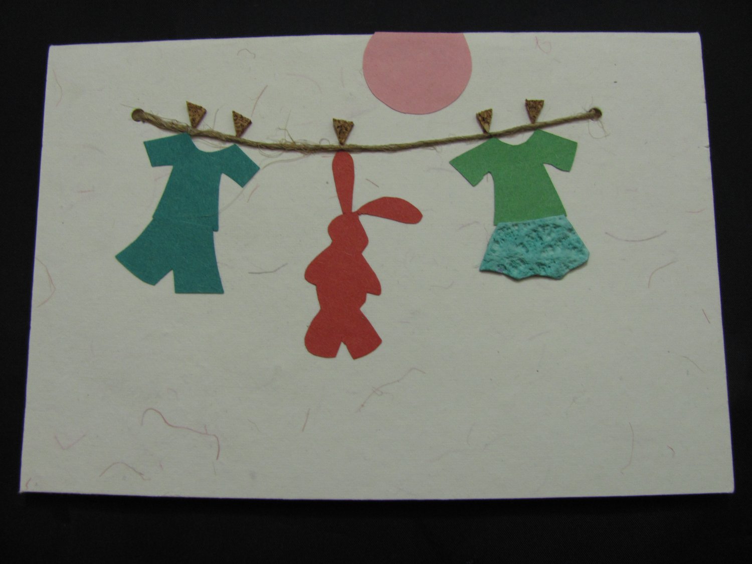 (CLN 02) Baby Clothes on Clothesline Handmade Greeting Card