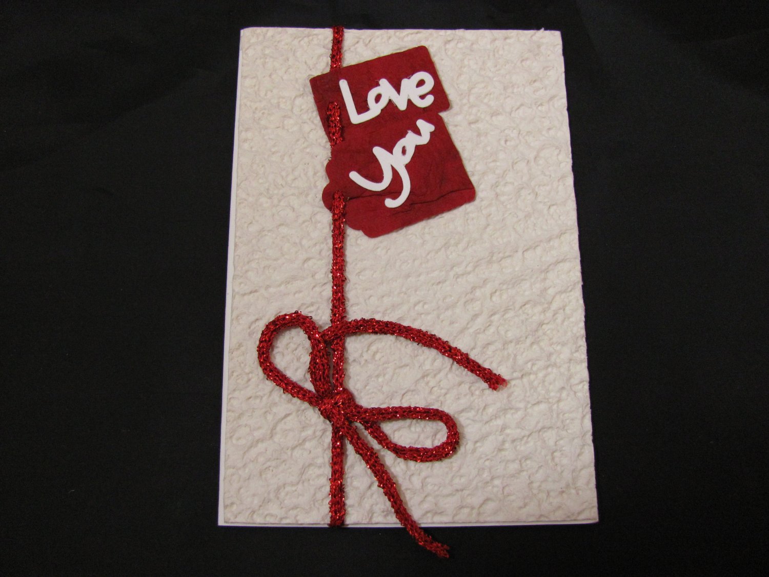 "Love You" Valentines Day, White Envelope Handmade Greeting Card