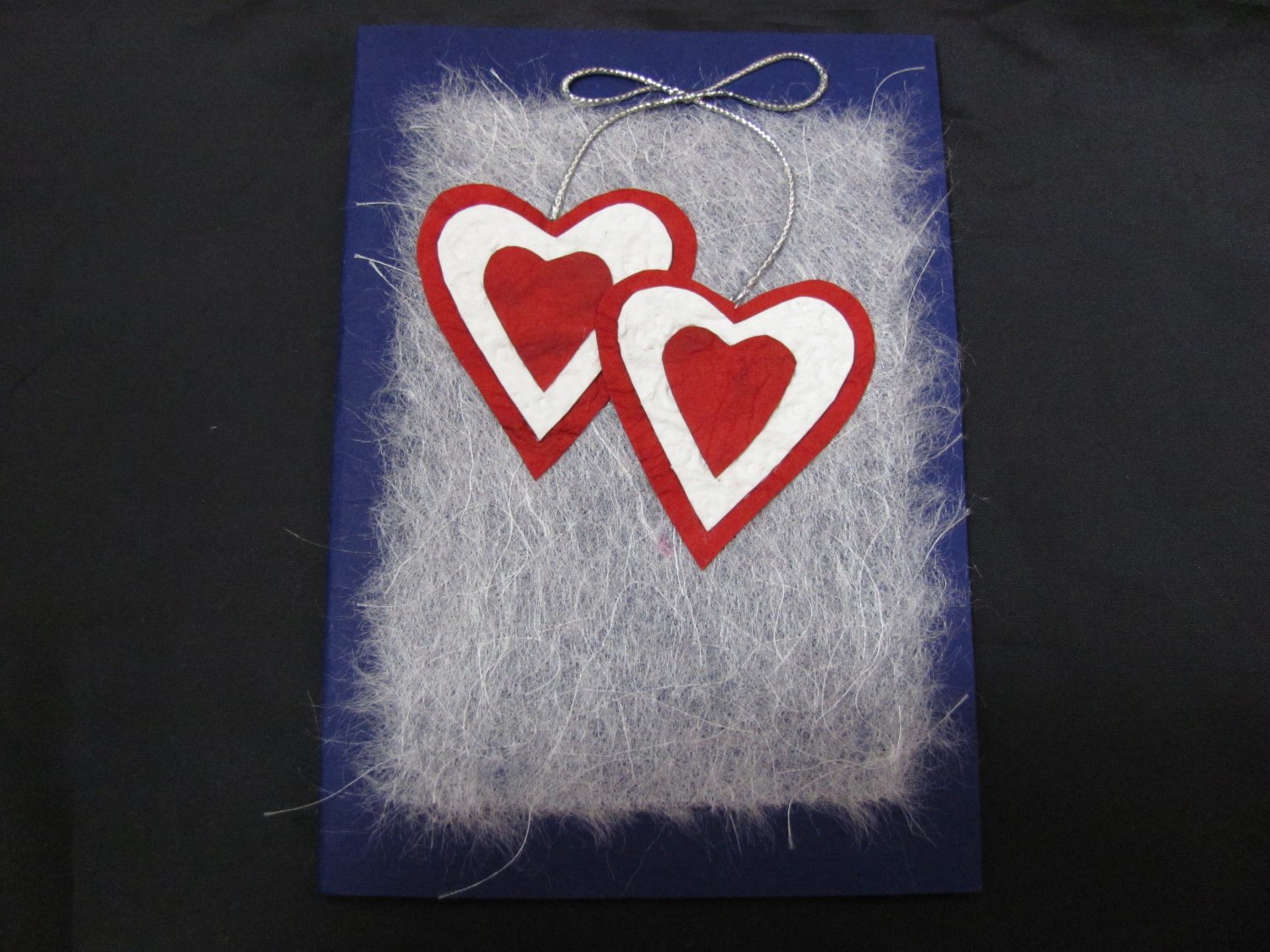 (HRT 23) Two Textured Hearts Handmade Greeting Card