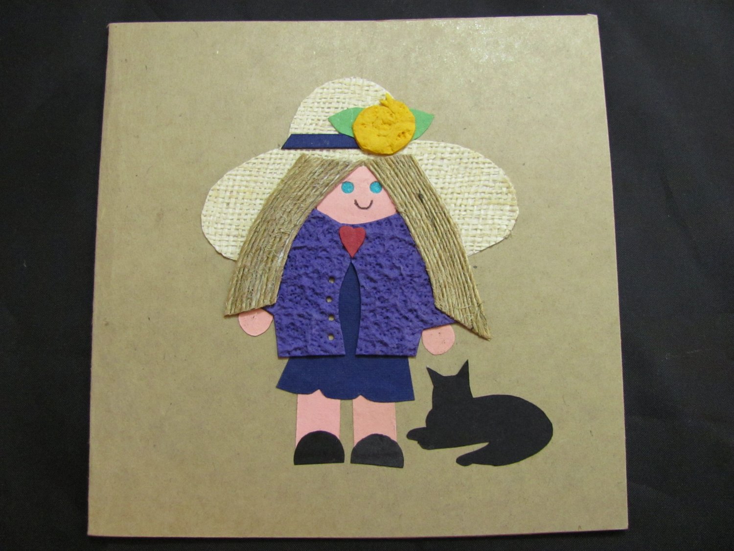 (GLR 02) Girl With Cat Handmade Greeting Card