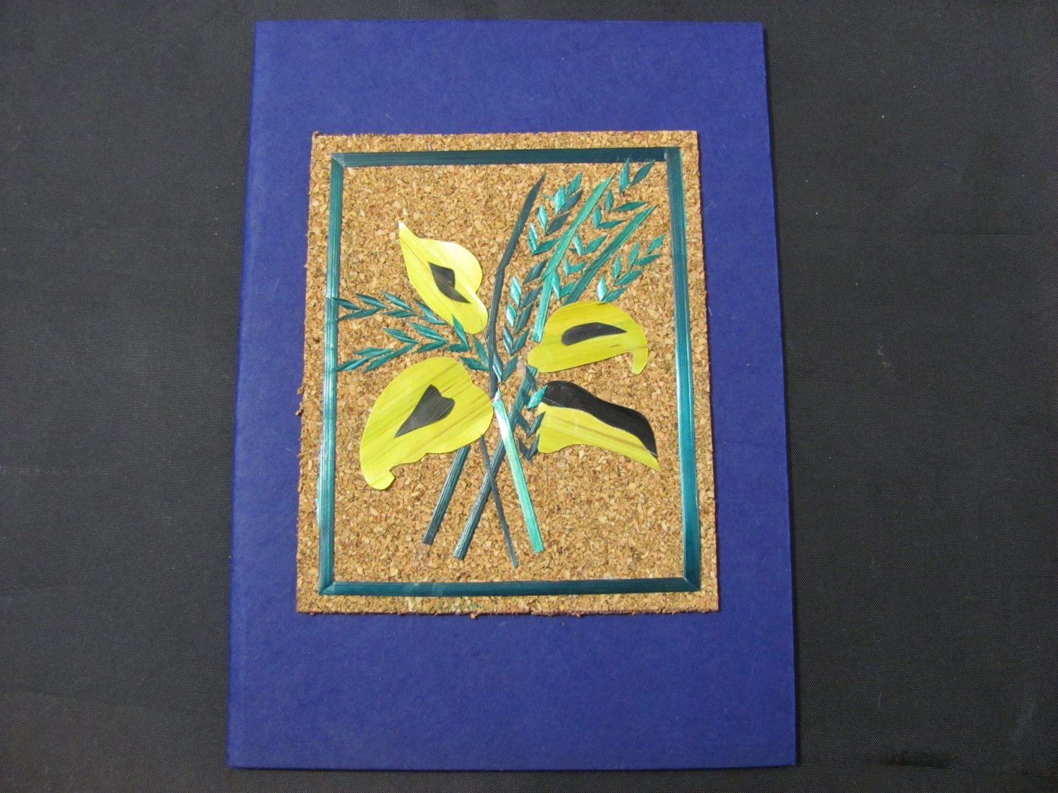 (PLT 05) Wheat Straw Plant On Cork Handmade Greeting Card