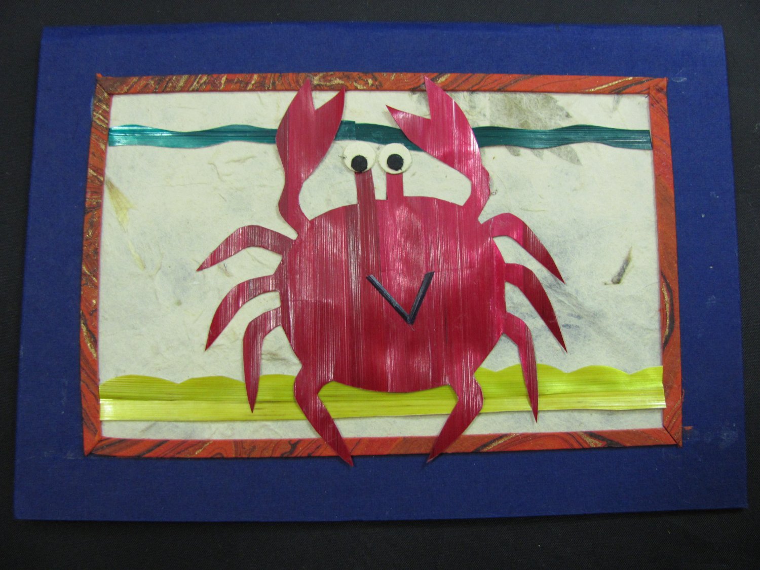 (ANM 02) Happy Crab Wheat Straw Handmade Greeting Card