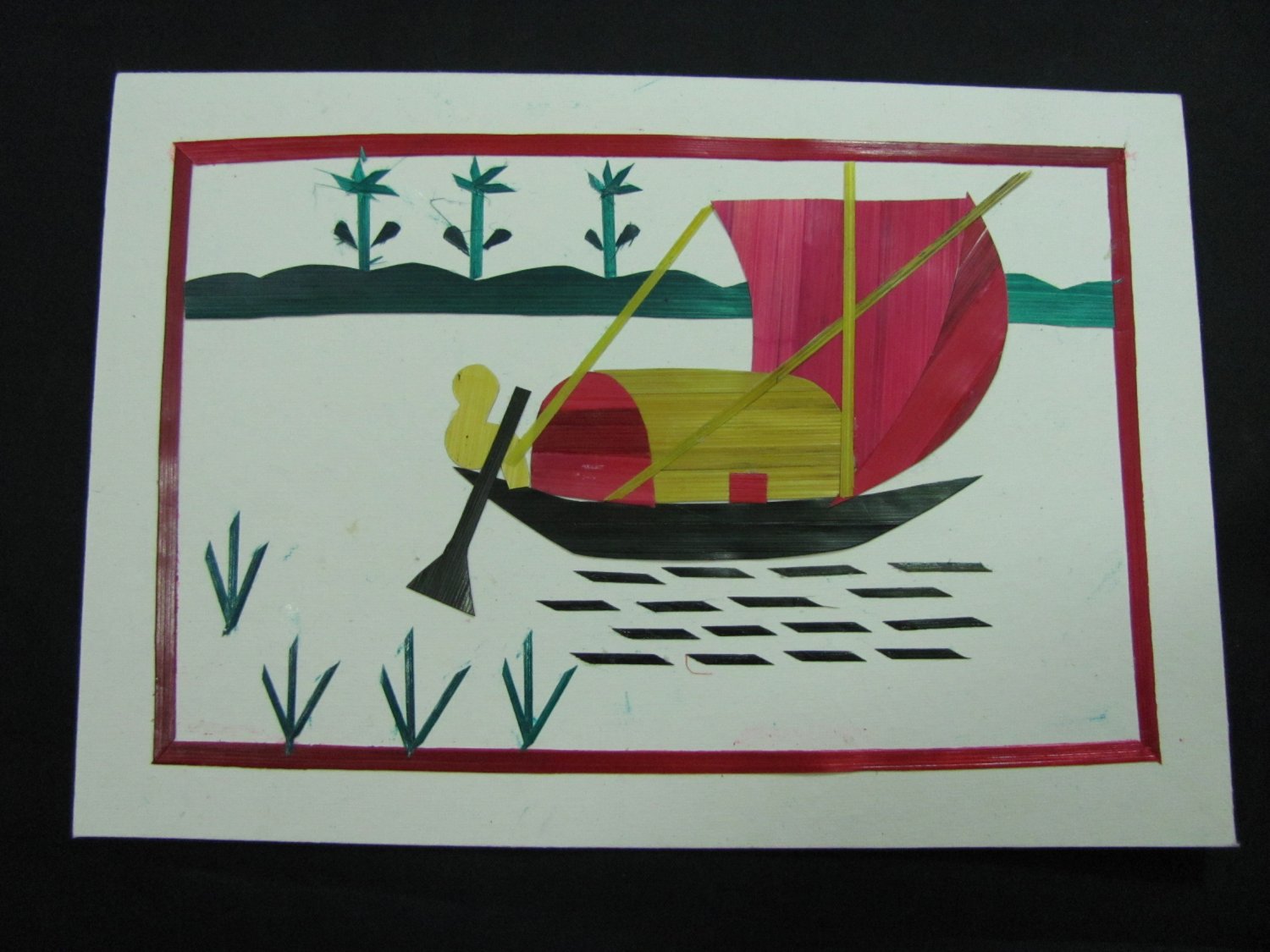 (BB 01) Bengali Boat Wheat Straw Handmade Greeting Card