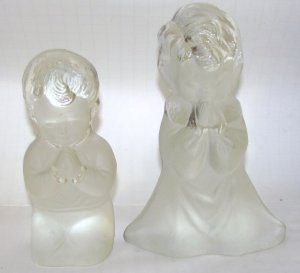 Vintage Viking Glass Handmade Praying Boy and Girl Figures