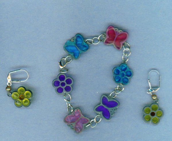Butterfly and Flower Charm Bracelet Set