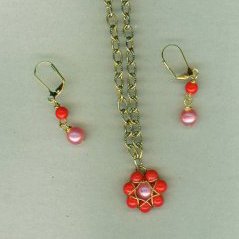 Coral Wrapped Flower Set