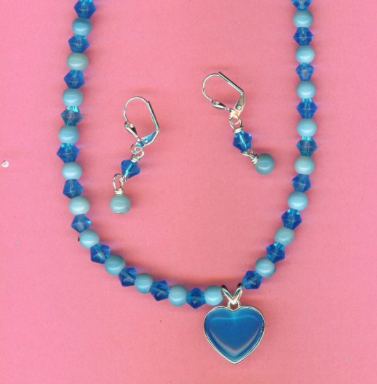 Turquoise Cat's Eye Heart Set