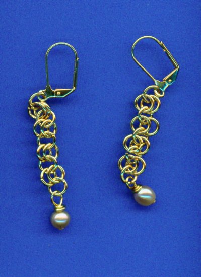 Chain Maille and Pearl Earrings