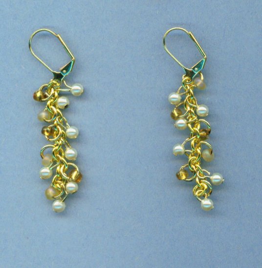 Tiny Pearl and Seed Bead Dangle Earrings