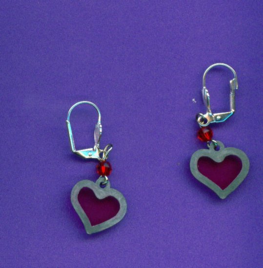 Pewter Stain-glass Heart Earrings